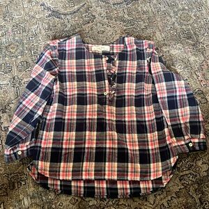 Isabella Sinclair Plaid Flannel Shirt 1/2 button size xs pullover Size XS